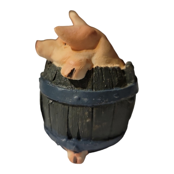 Vtg Pig In A Keg Barrel Resin Pink Piglet - Picture 2 of 6